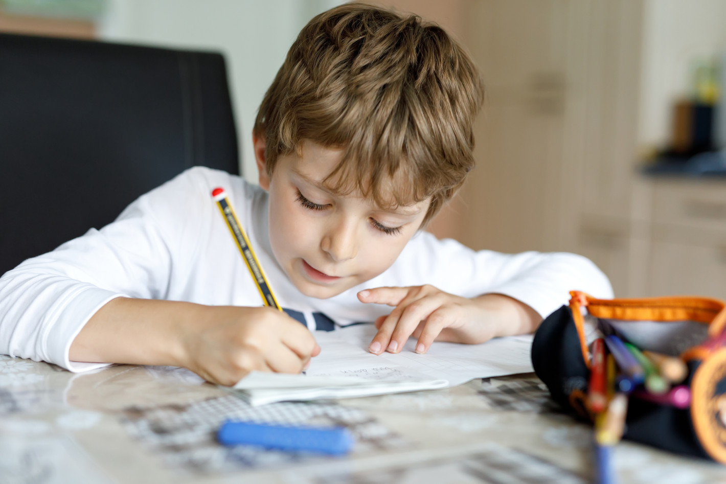 Child does homework at home